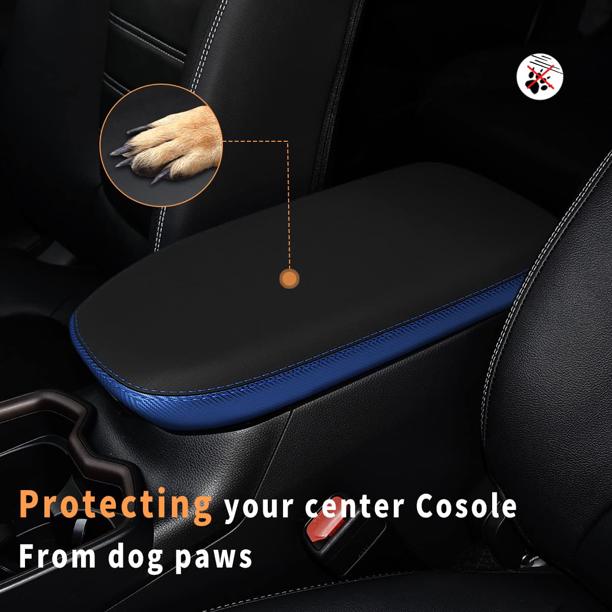 INTGET RAV4 armrest cover close-up texture showing durable microfiber leather.