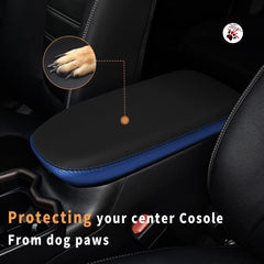 INTGET RAV4 armrest cover close-up texture showing durable microfiber leather.