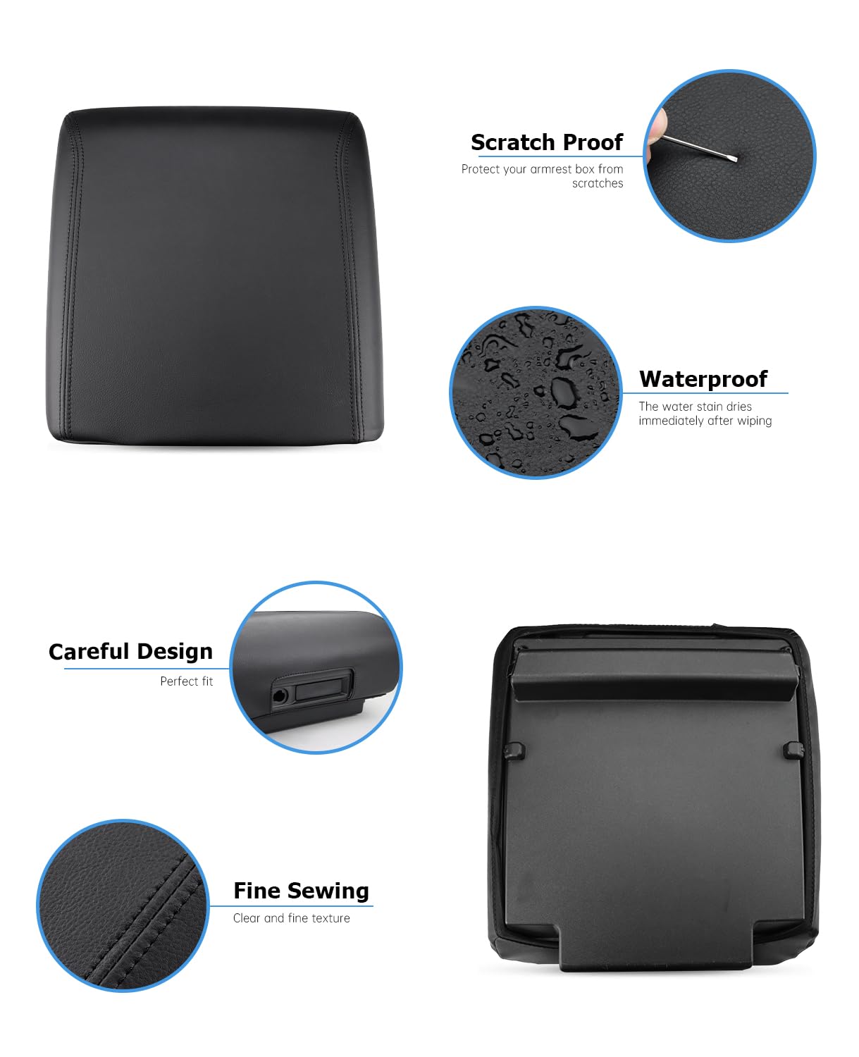 INTGET soft leather armrest cover adds comfortable support during drives.