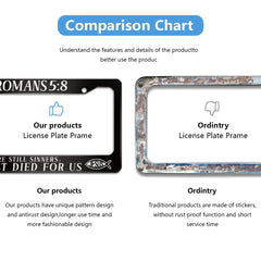 Close-up of Invincibleframe stainless steel license plate frame detailing finish