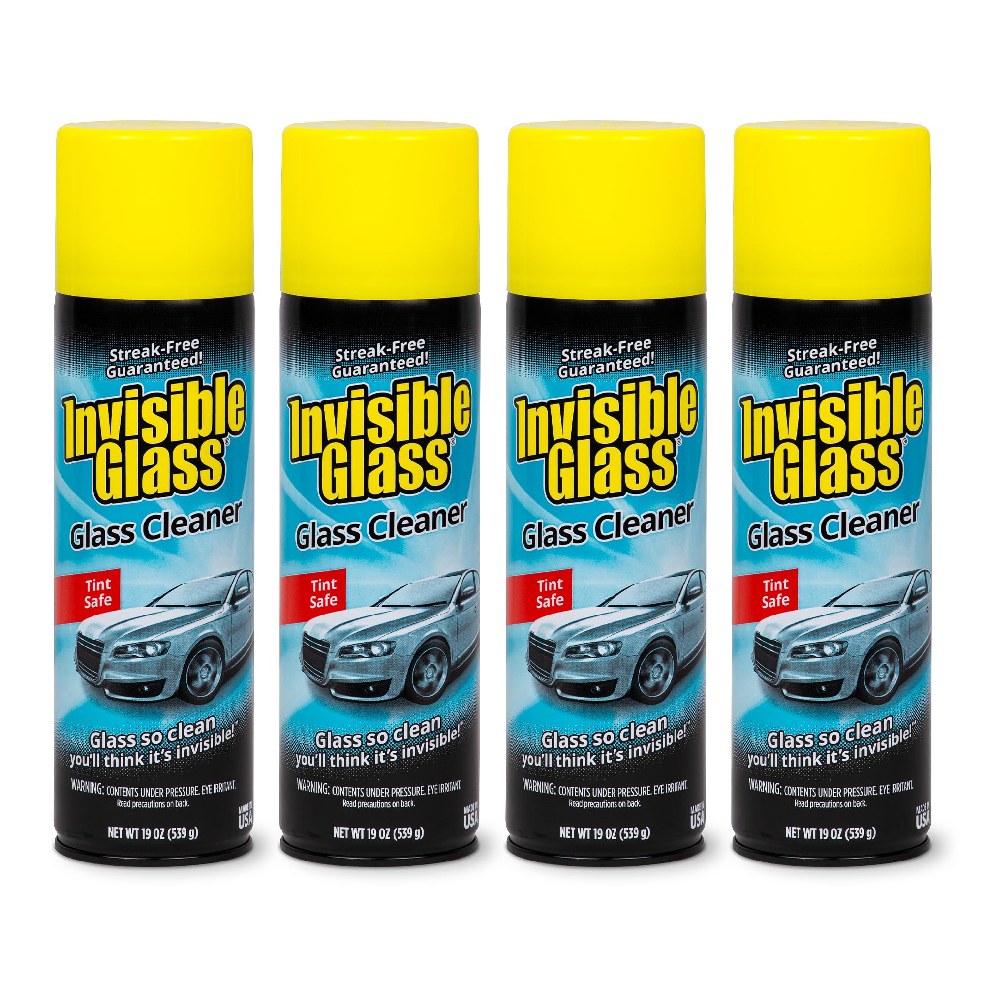 Invisible Glass premium aerosol glass cleaner on car windows for a streak-free shine
