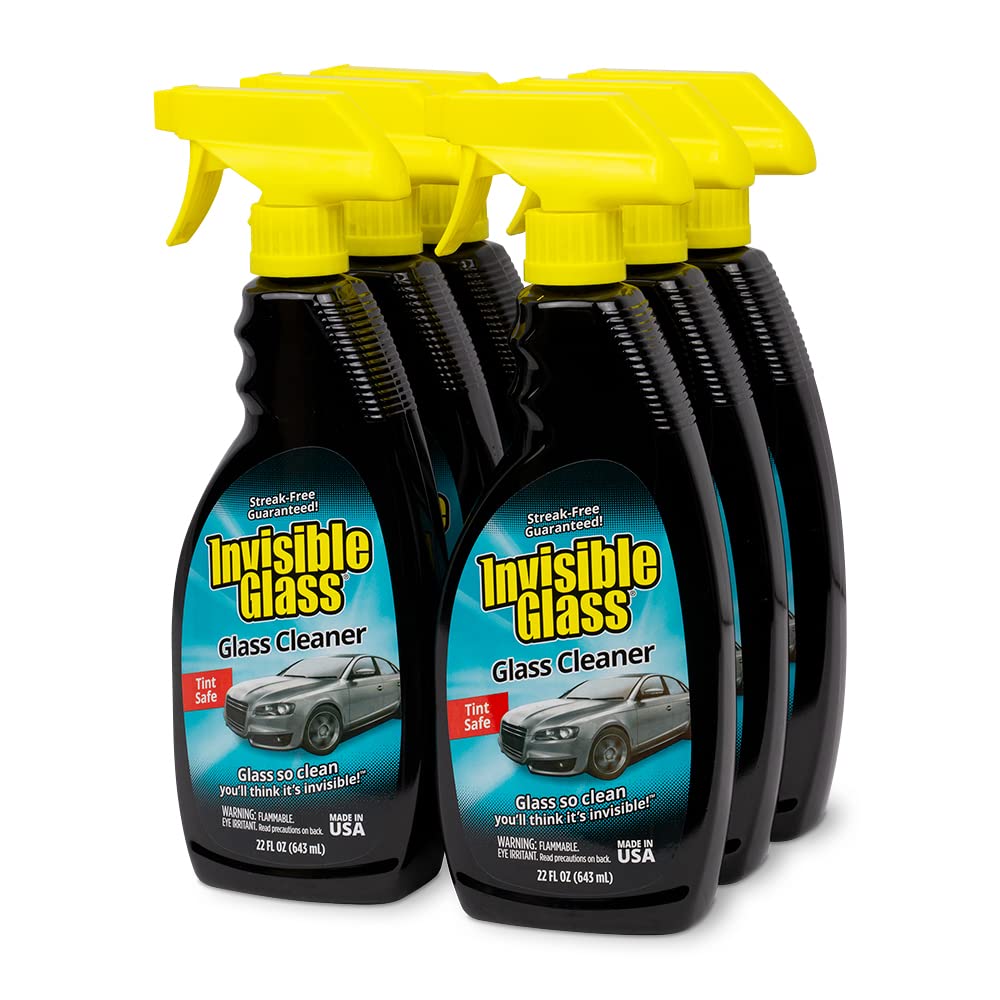 Invisible Glass 92164 six-pack bottles ready for streak-free auto cleaning on car windows.