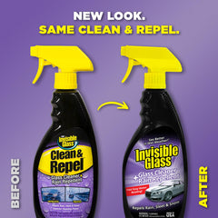 Spray-on application on windshield showing rain-repellent action with Invisible Glass 92184-2PK