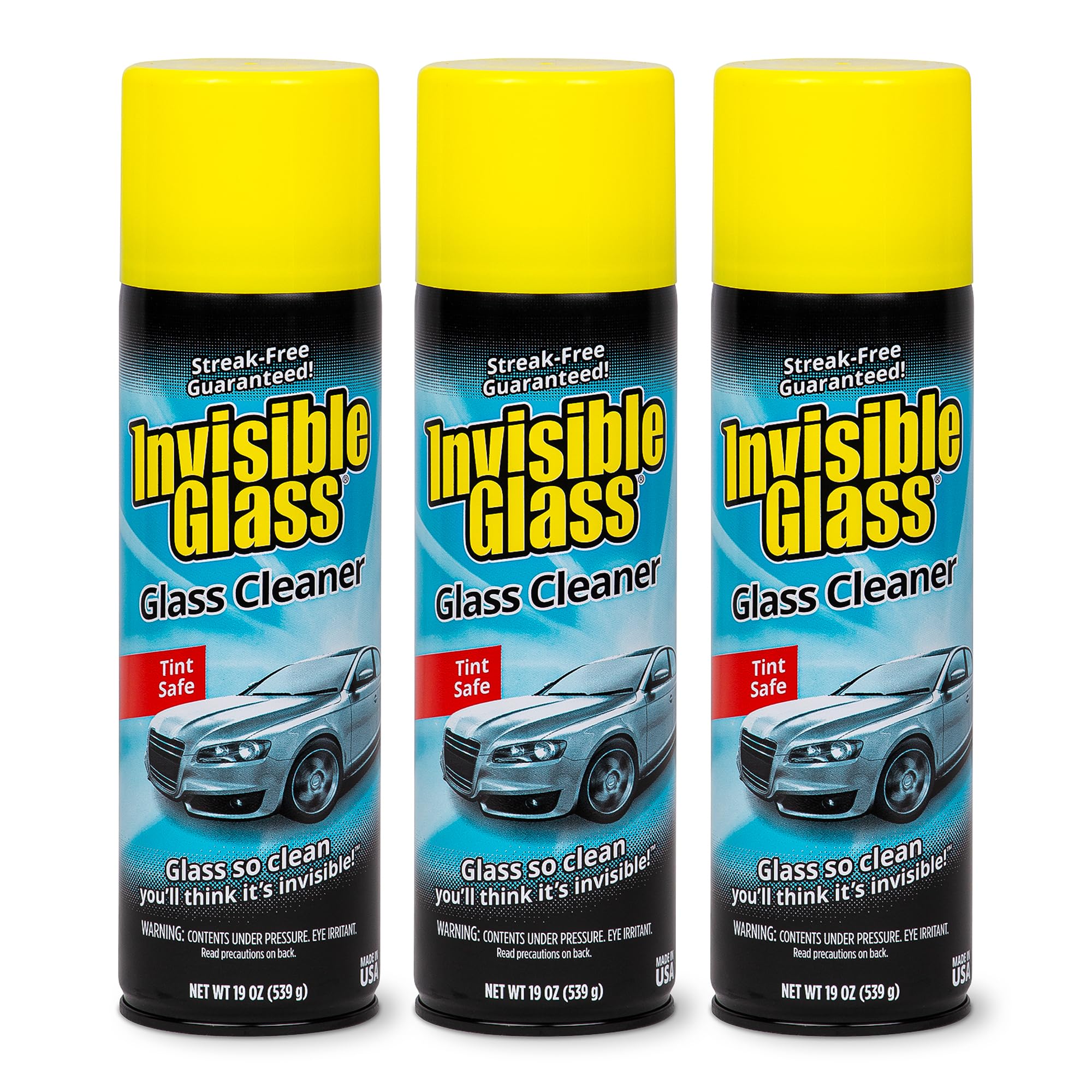 Invisible Glass foam deep-cleaning action lifts road grime from car windows.