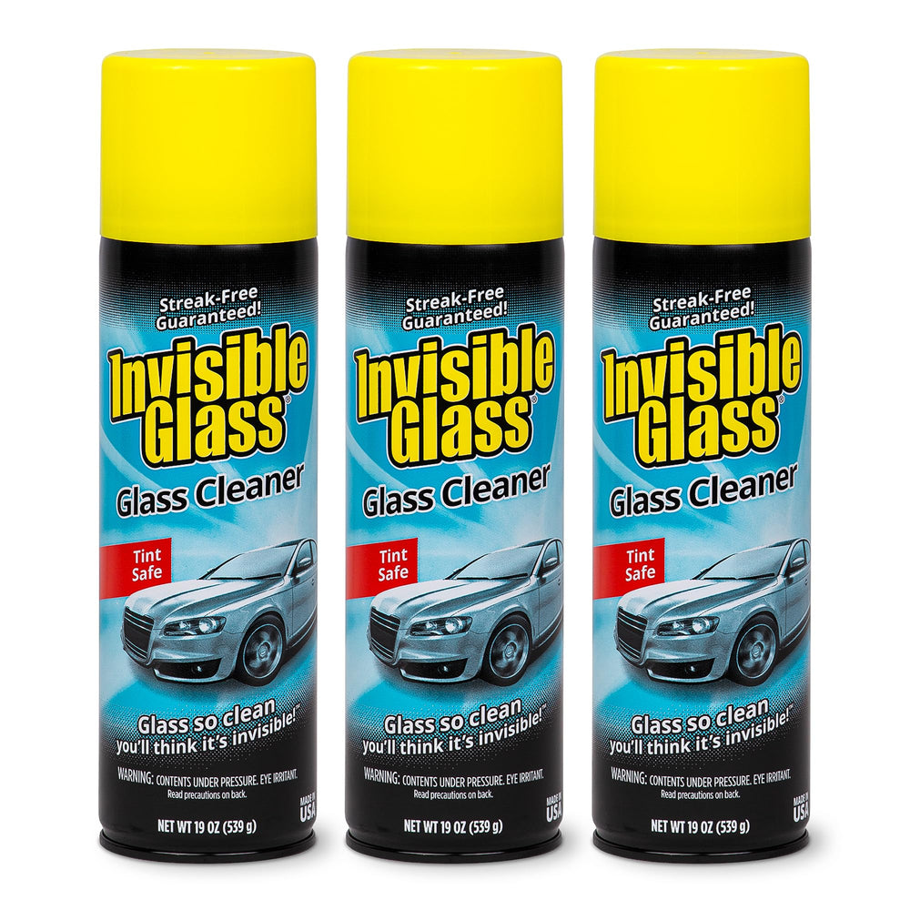 Invisible Glass foam deep-cleaning action lifts road grime from car windows.