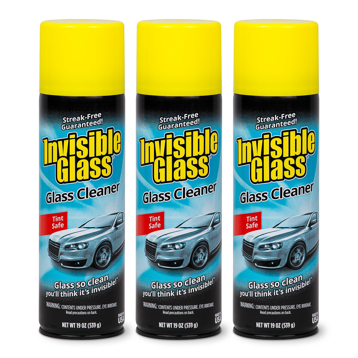 Invisible Glass foam deep-cleaning action lifts road grime from car windows.