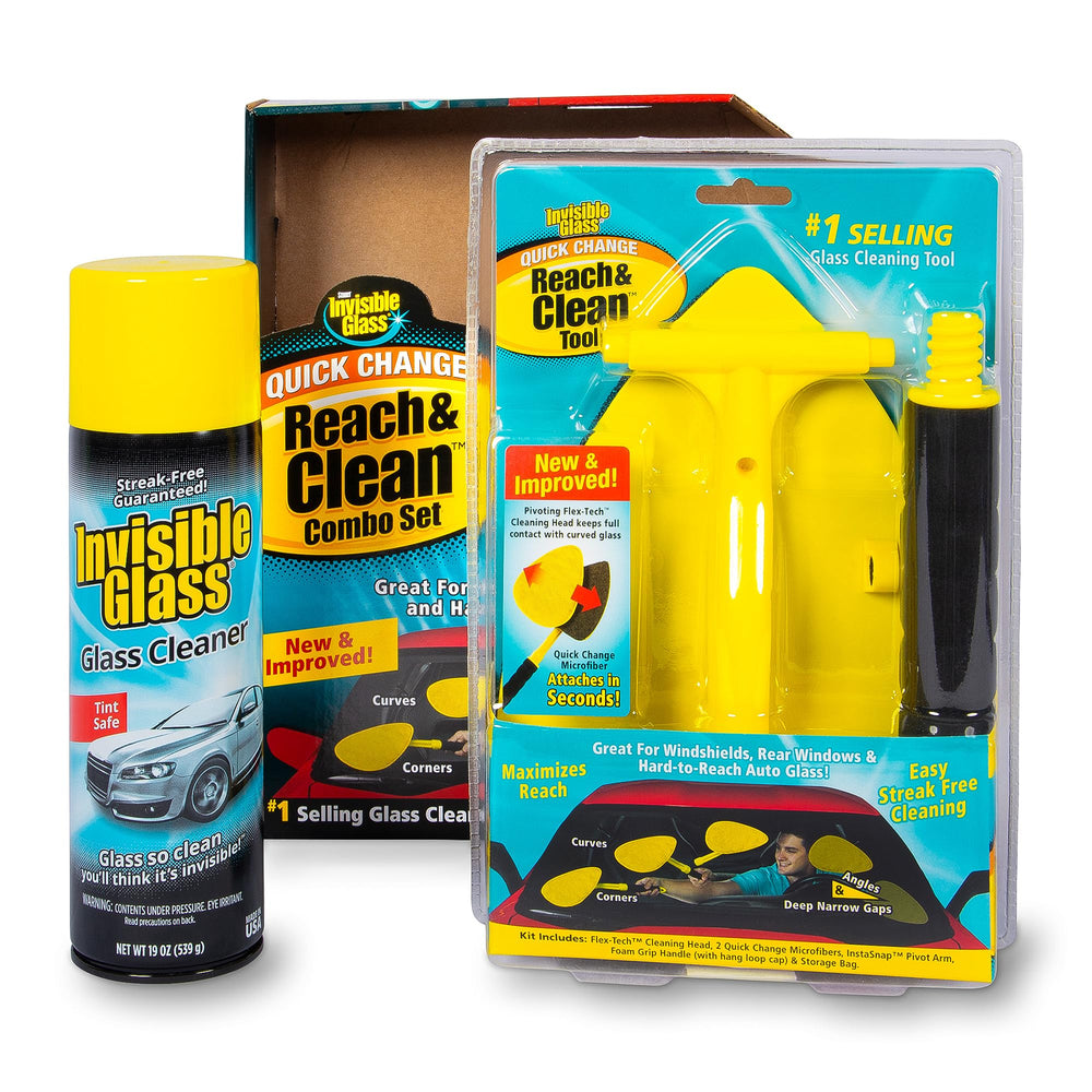 Invisible Glass Reach & Clean Tool extended handle reaching tight spaces for easier cleaning