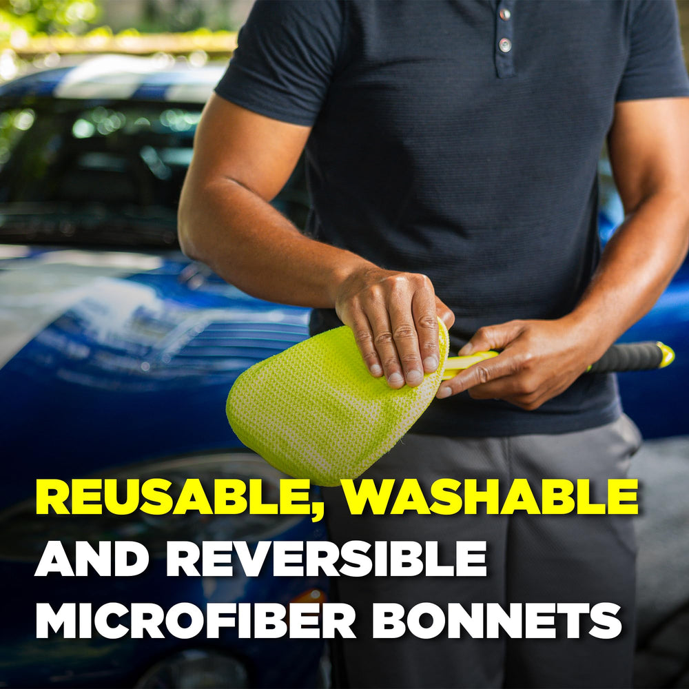 Invisible Glass Washable Microfiber Bonnets attach to tool for streak-free results