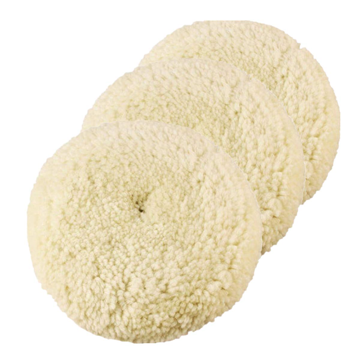 INZOEY wool buffing pad close-up for car polishing and smooth finish.