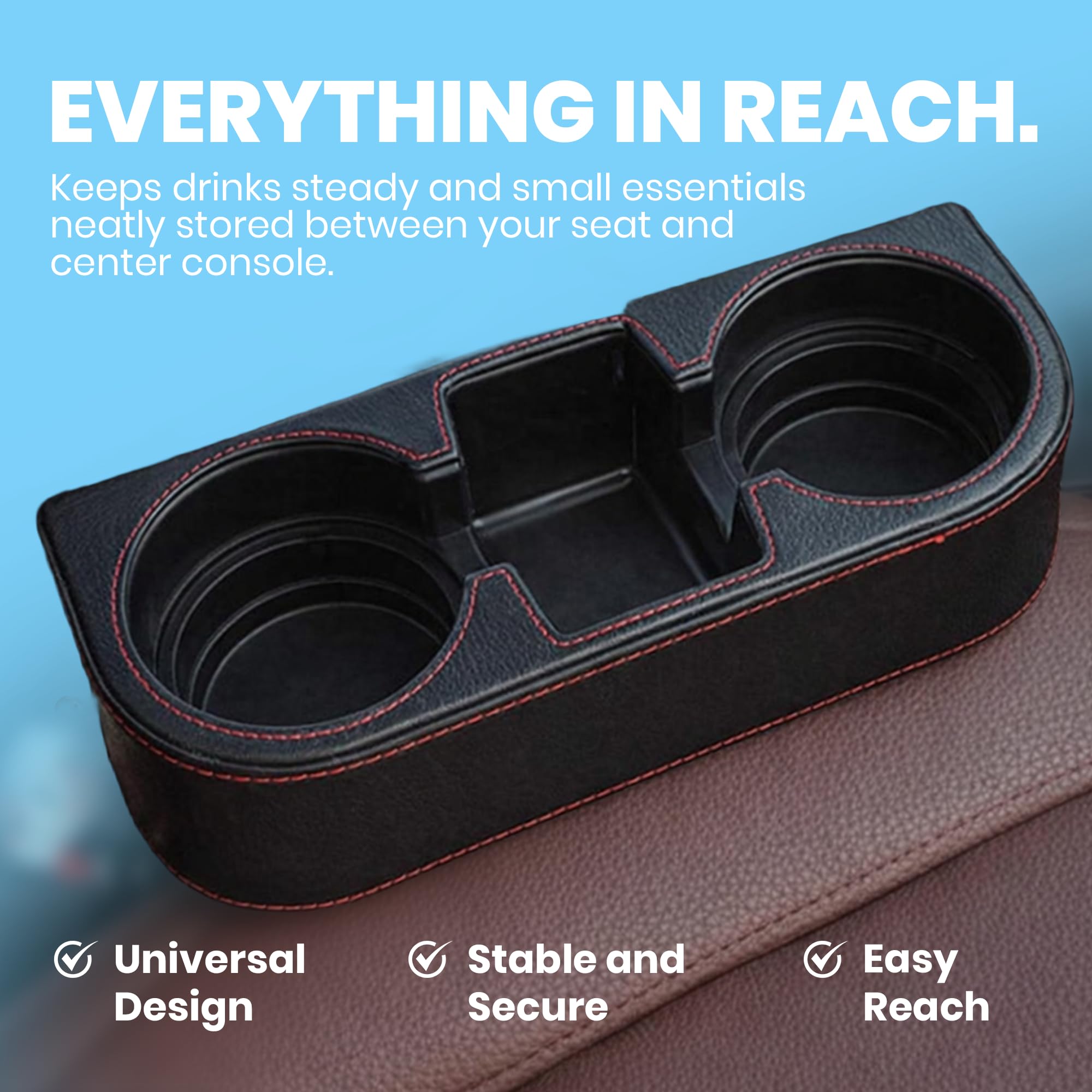 IOKSCTER two-extra-cup-holders provide extra space for drinks during trips.