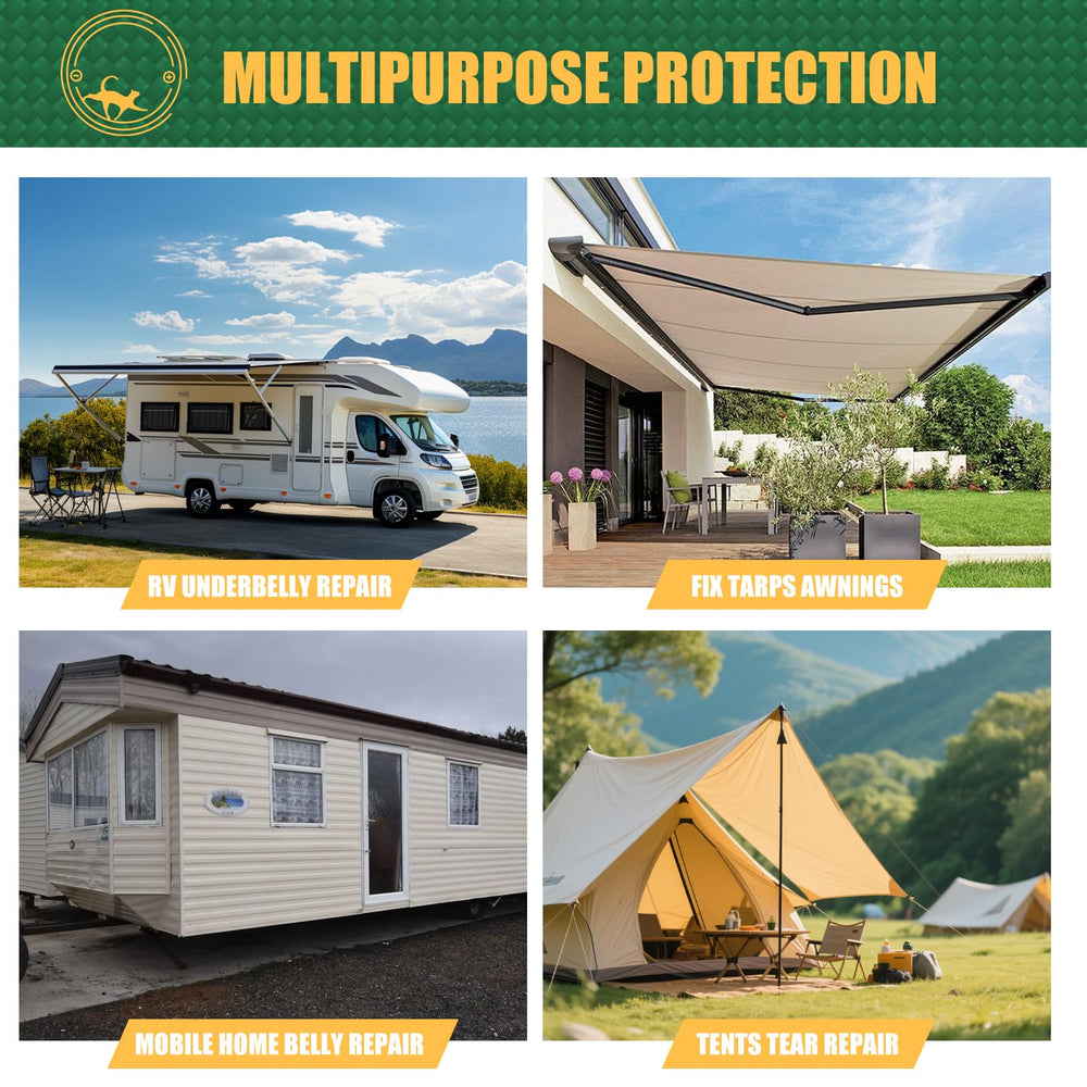 IONCAT RV Underbelly Tape on roof and awning shows versatile repair capability