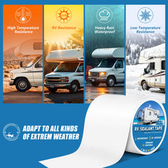 IONCAT UV-resistant seal tape on RV roof protecting against sun and rain