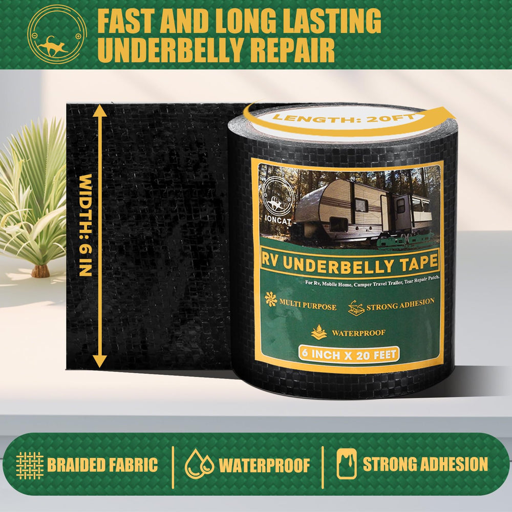 IONCAT RV Underbelly Tape application shows easy bonding on rough surfaces