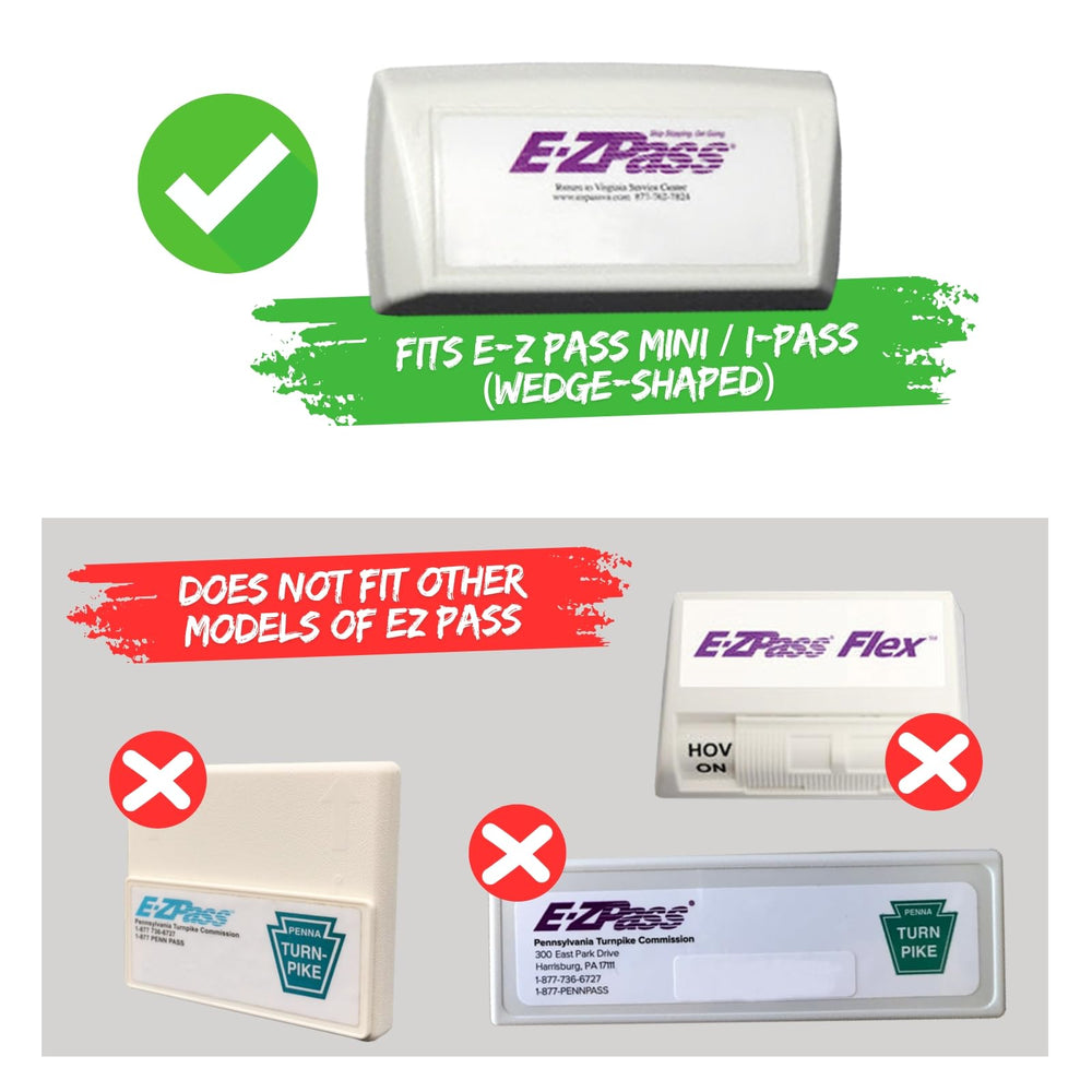 EZ Pass Mini fit guide illustrating wedge-shaped compatibility