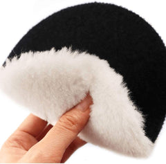 IPELY wool polishing pad backside shows quick attachment with hook-and-loop