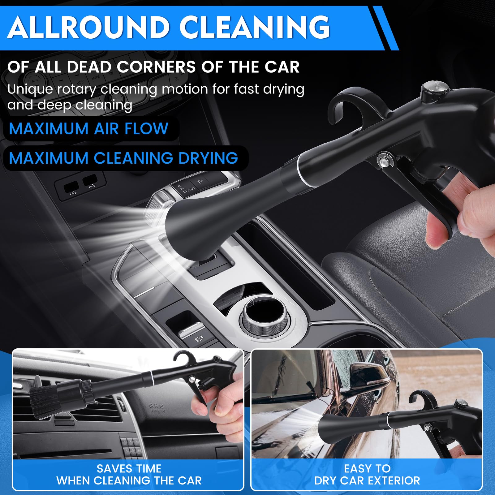 IPELY car cleaning gun soft brush safe on delicate surfaces