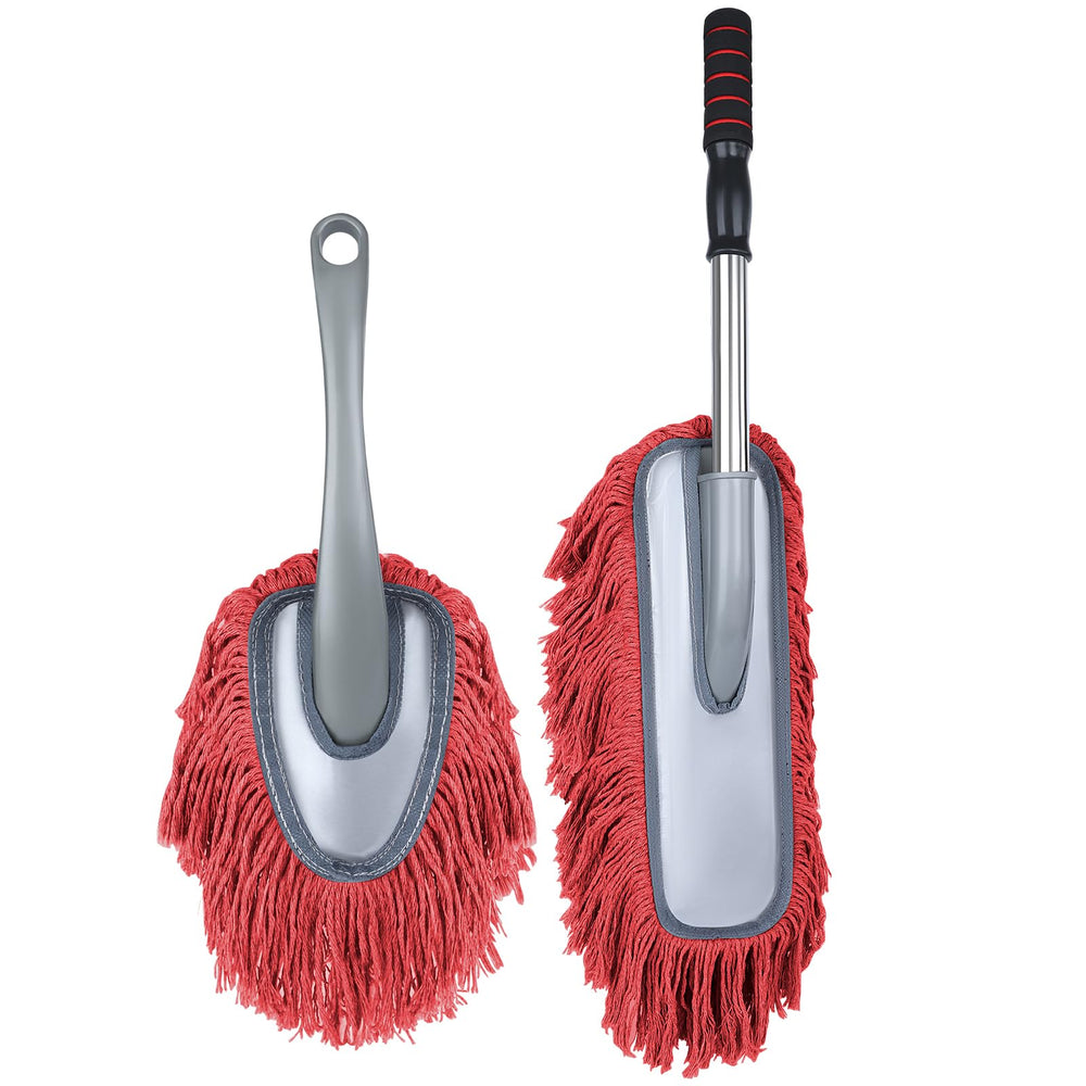 IPELY car duster exterior with extendable handle in red for quick dust removal