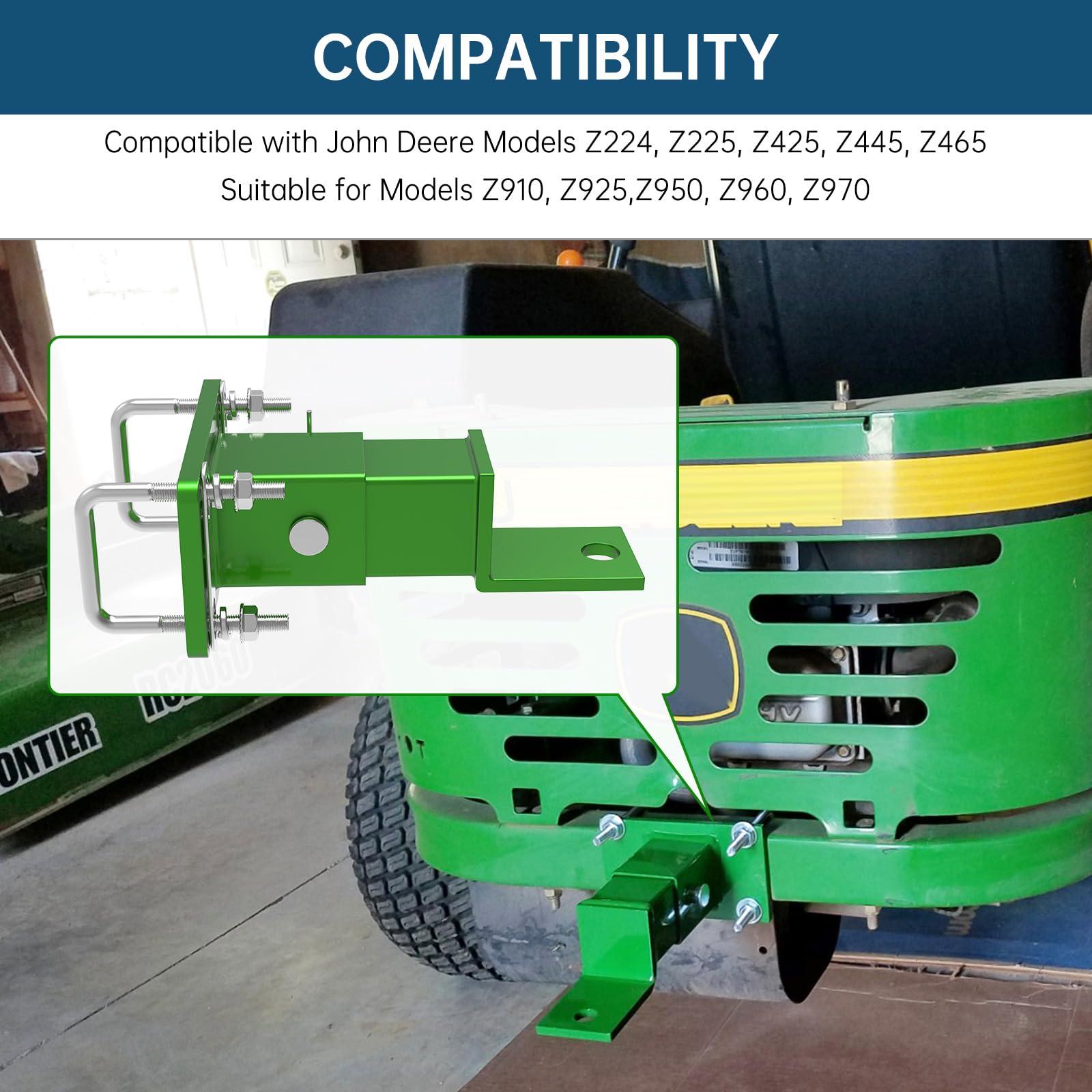 IRENPORU easy-install U-bolt design secures quickly behind your mower