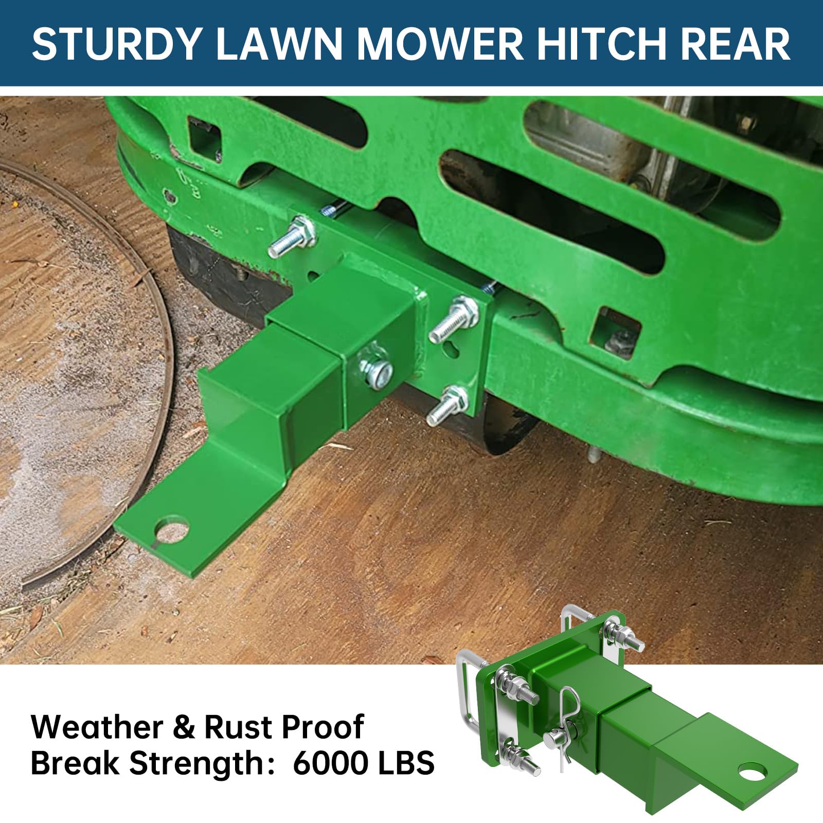 IRENPORU hitch with green powder-coat finish highlights outdoor durability