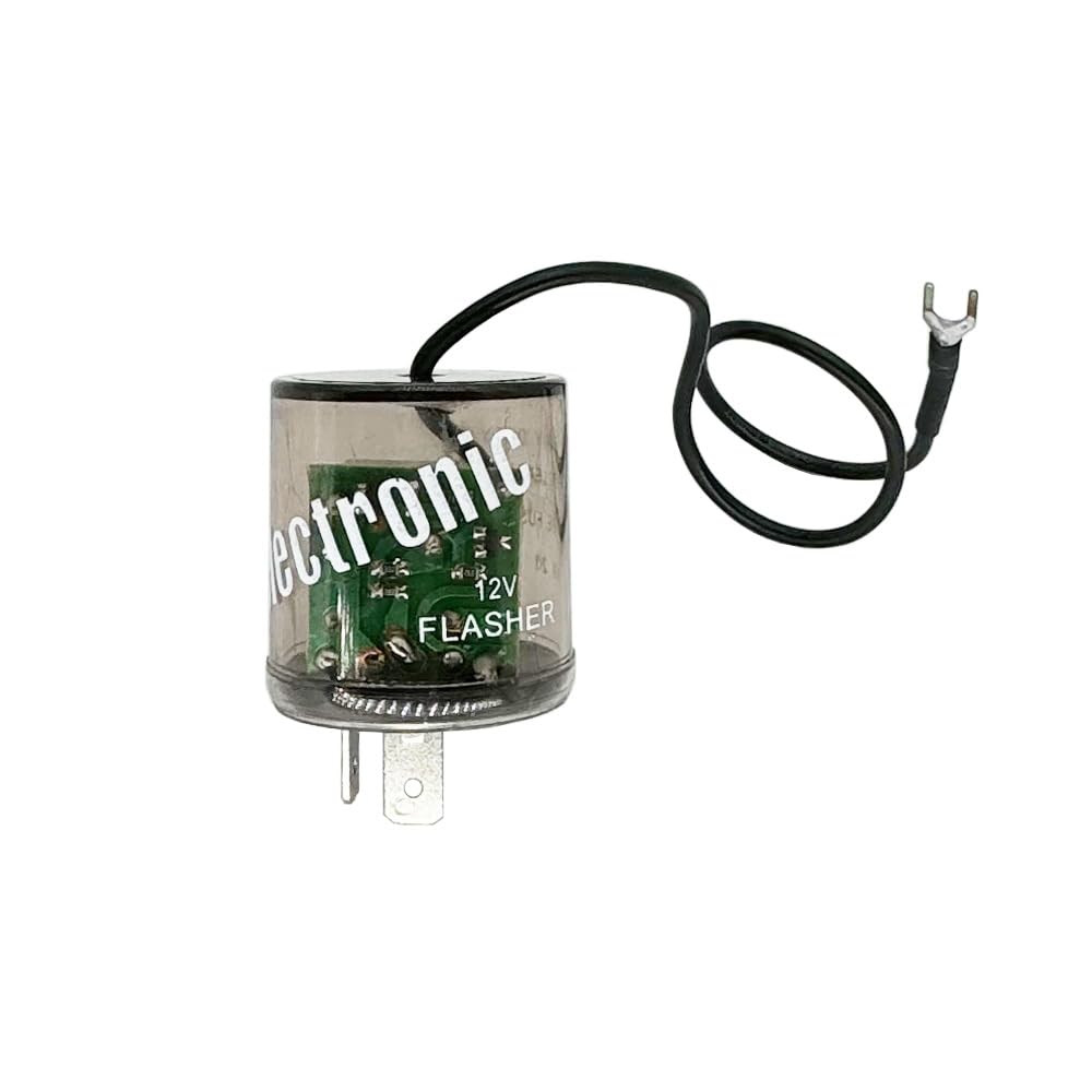 iRhapsody 12V LED flasher relay side view with ground wire for easy installation.