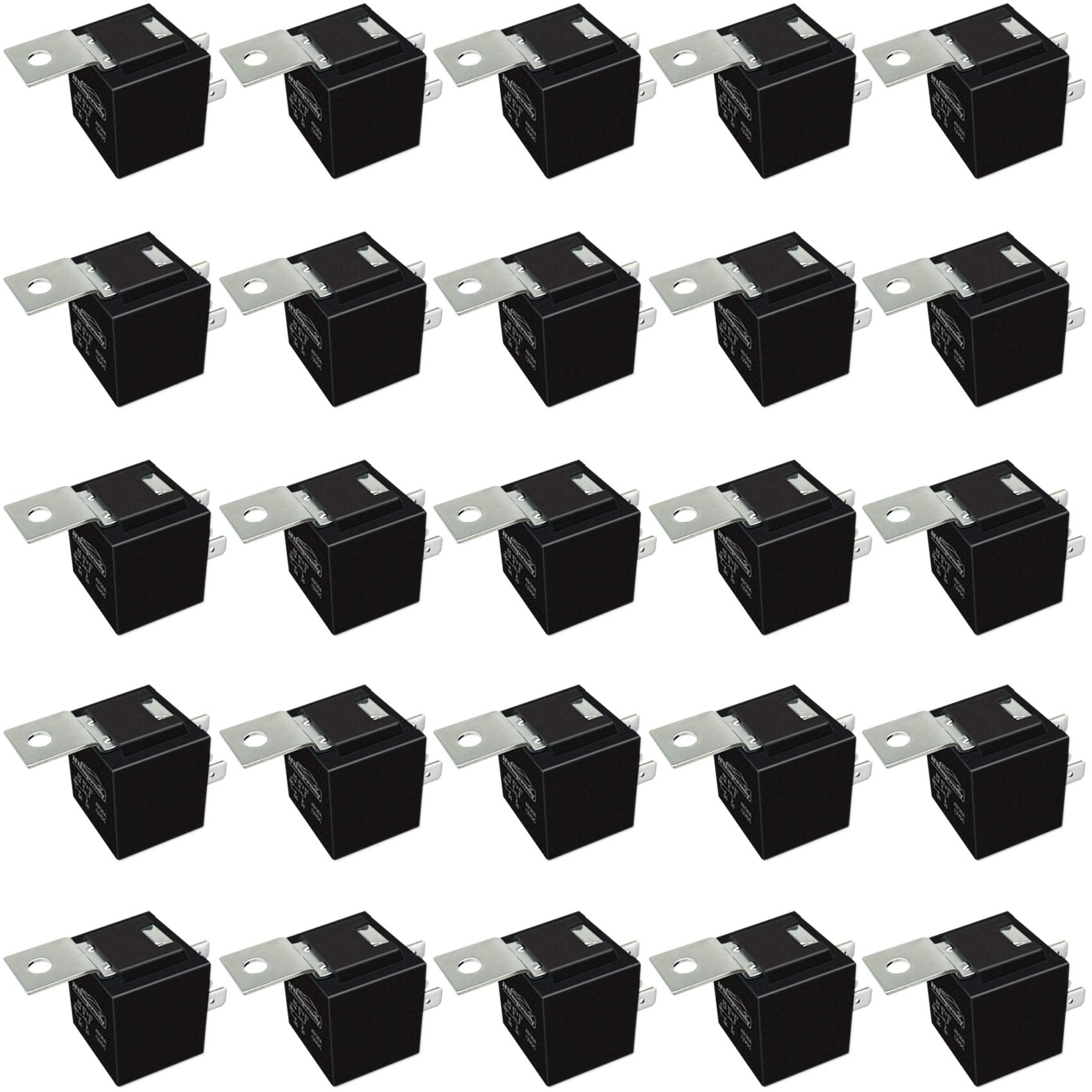 iRhapsody relay 12V front view showing compact 5-pin SPDT design for automotive use.