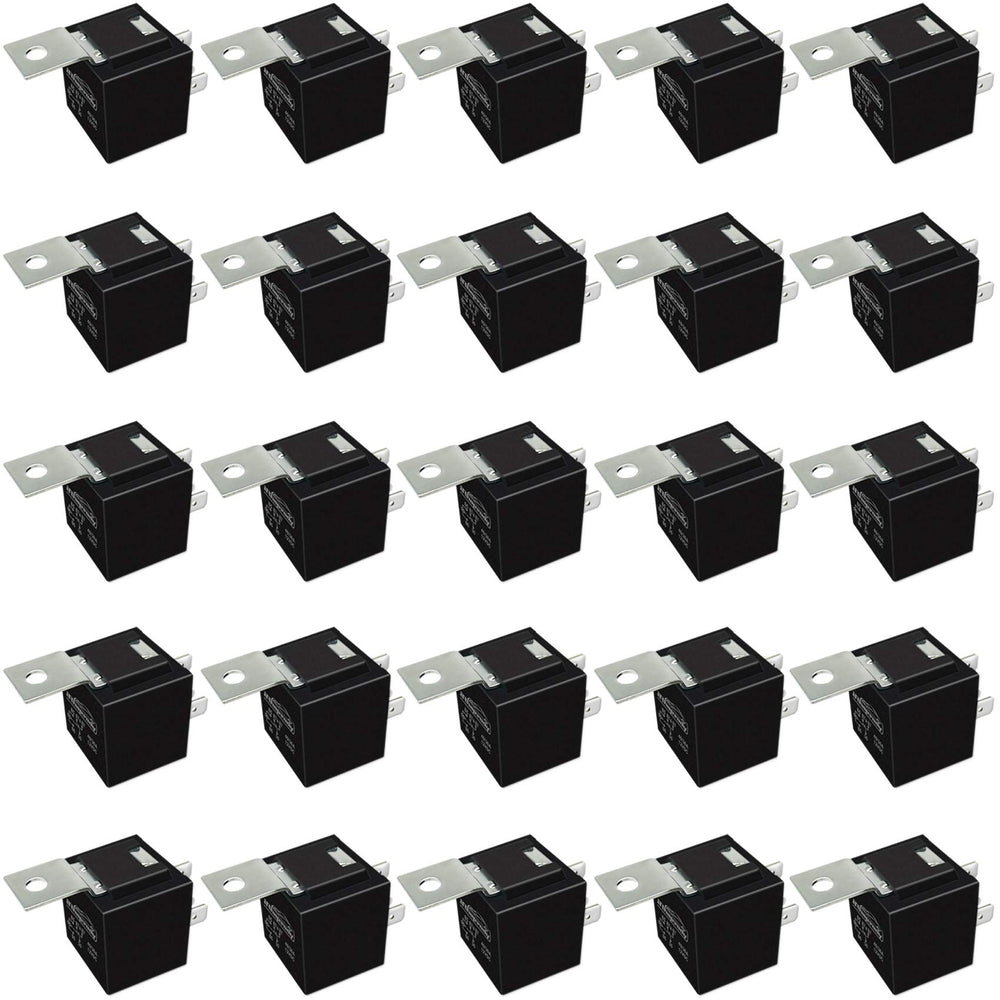 iRhapsody relay 12V front view showing compact 5-pin SPDT design for automotive use.
