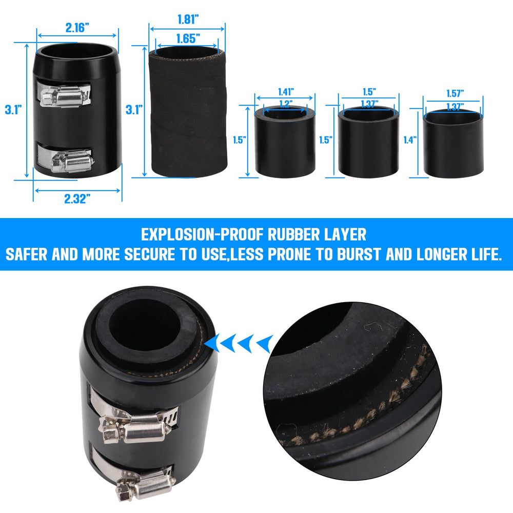 iRKY eight hose clamps ensure solid sealing and easy installation.