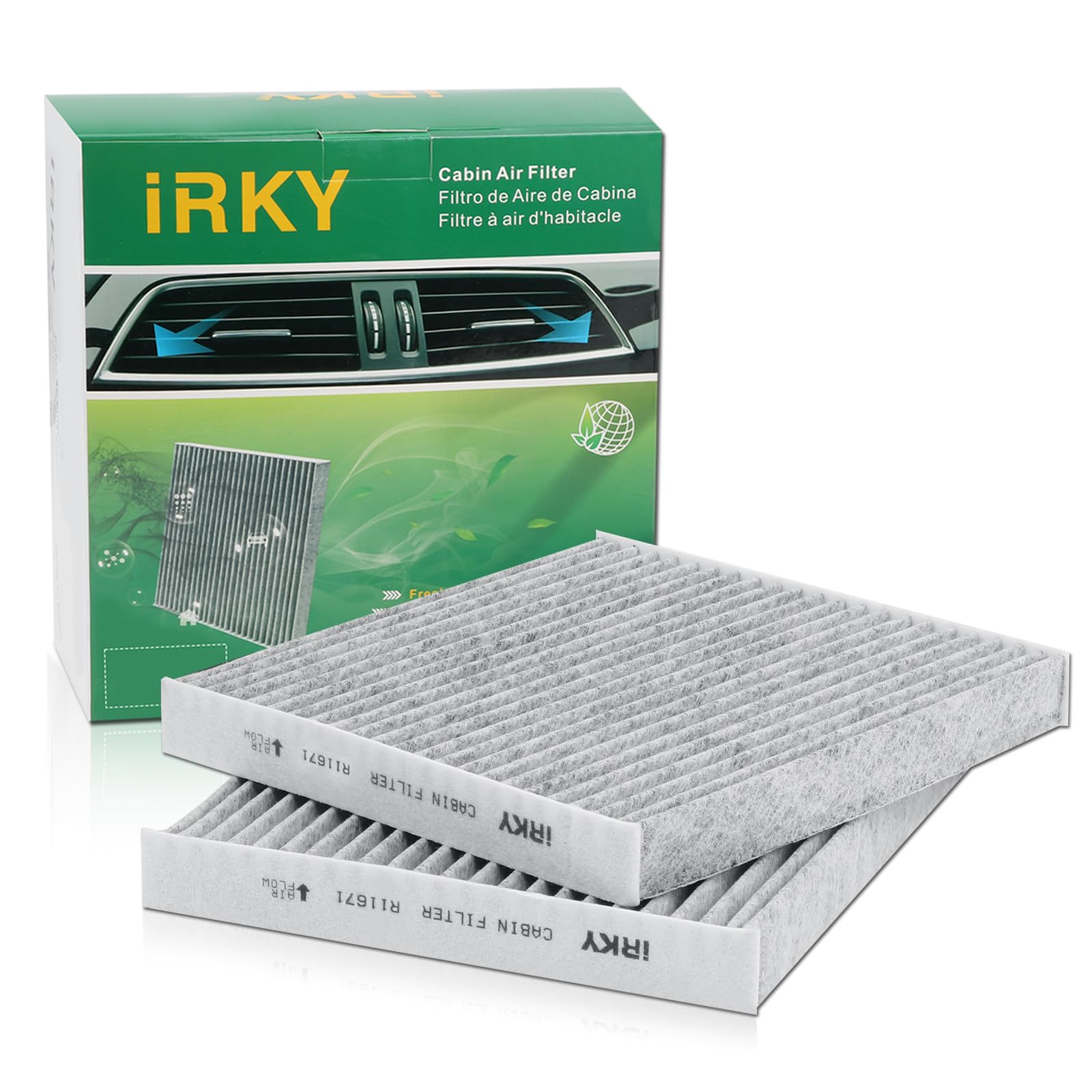 IRKY cabin air filter CF11671 installation view shows easy clip-in fit.