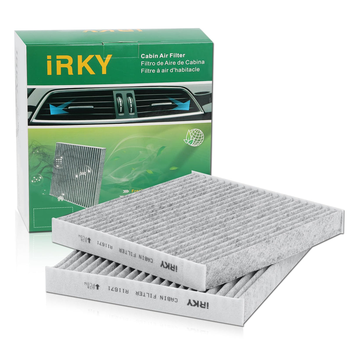 IRKY cabin air filter CF11671 installation view shows easy clip-in fit.