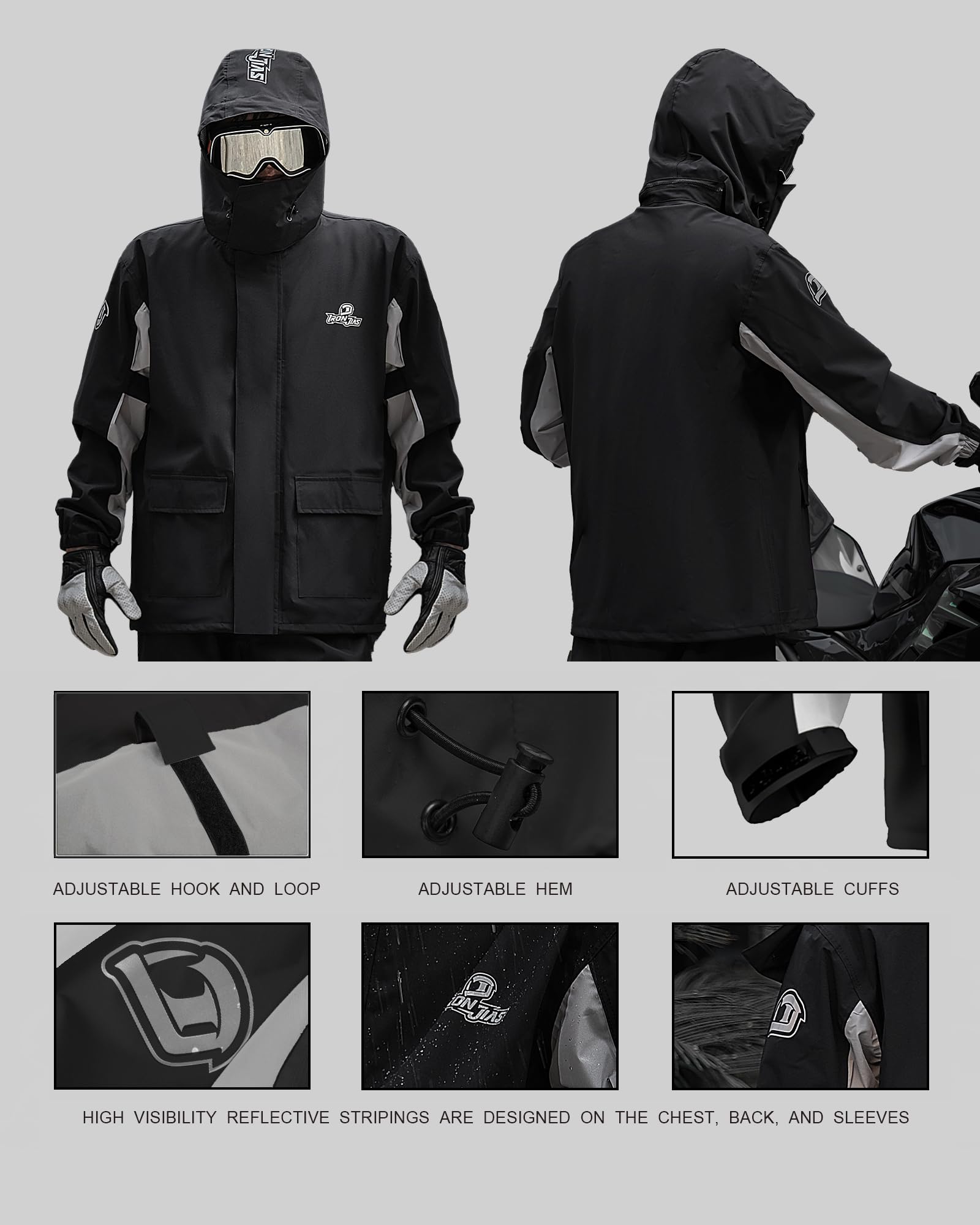 IRON JIA'S rain suit detachable shoe covers protect footwear