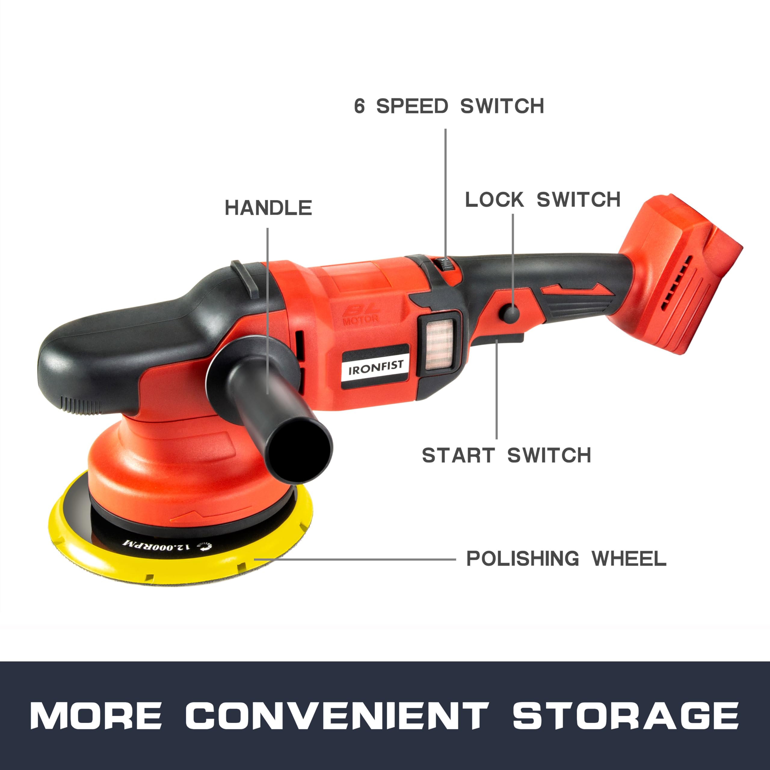 IRONFIST polisher compatible with Milwaukee M18 batteries for flexible power