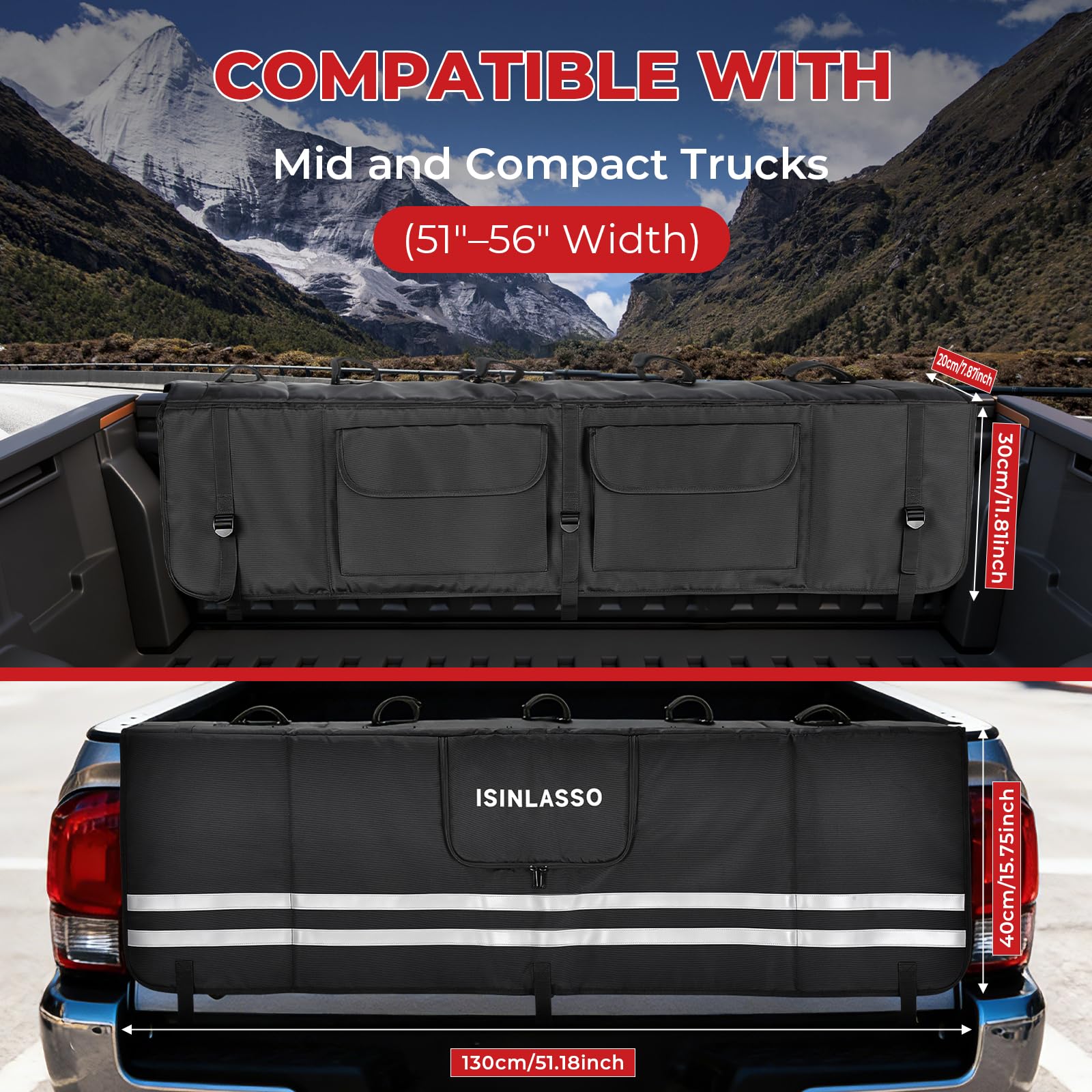 ISINLASSO Reflective strips enhance night visibility for safer transport.