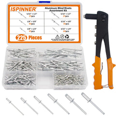 ISPINNER aluminum blind rivets kit in a clear case for easy organization.