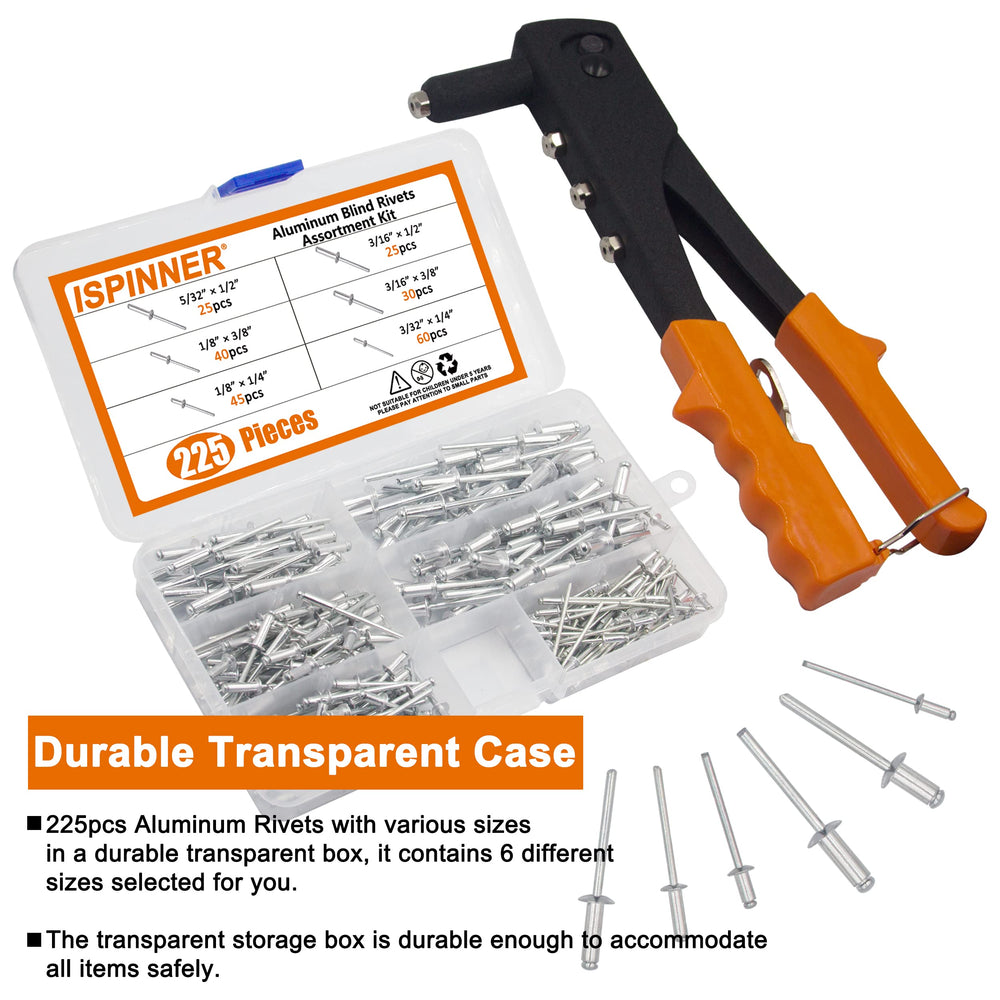 Six sizes of rivets included for versatile repairs and DIY projects.