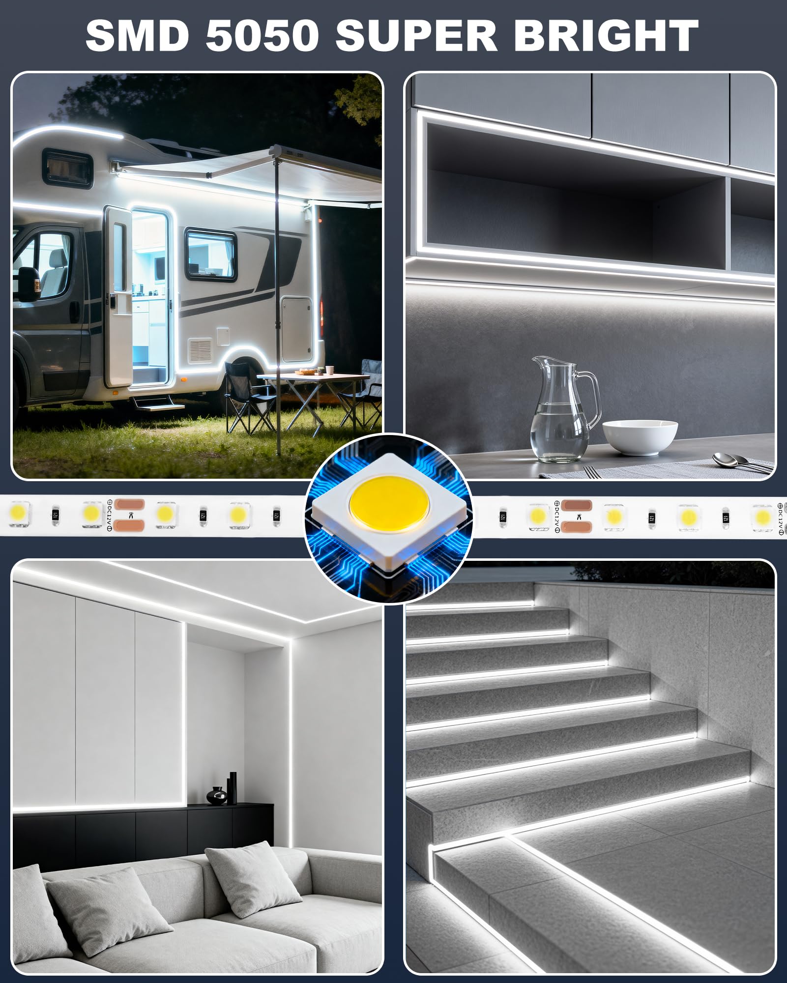 ISUERFY daylight white RV ambient light for clear nighttime visibility