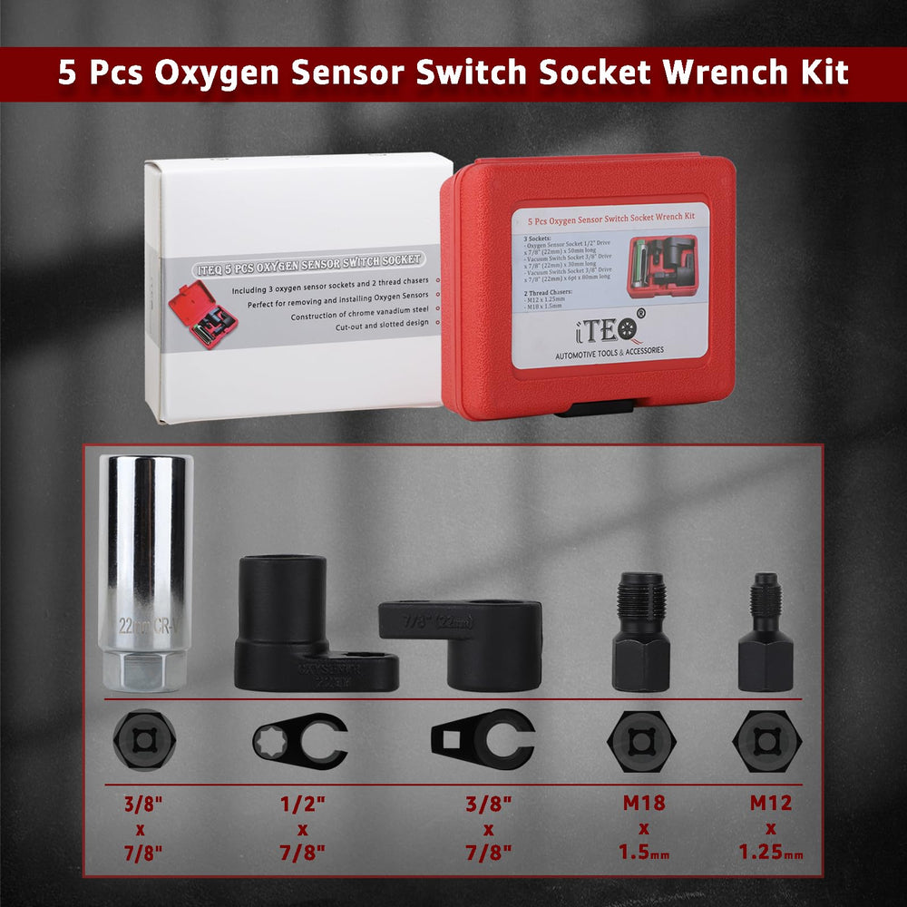 ITEQ low-profile crowfoot socket enables quick oxygen sensor access.