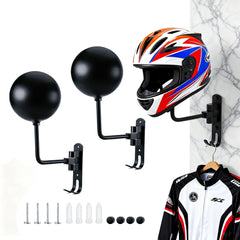 ITEQ wall mount bracket securely holds motorcycle helmets.