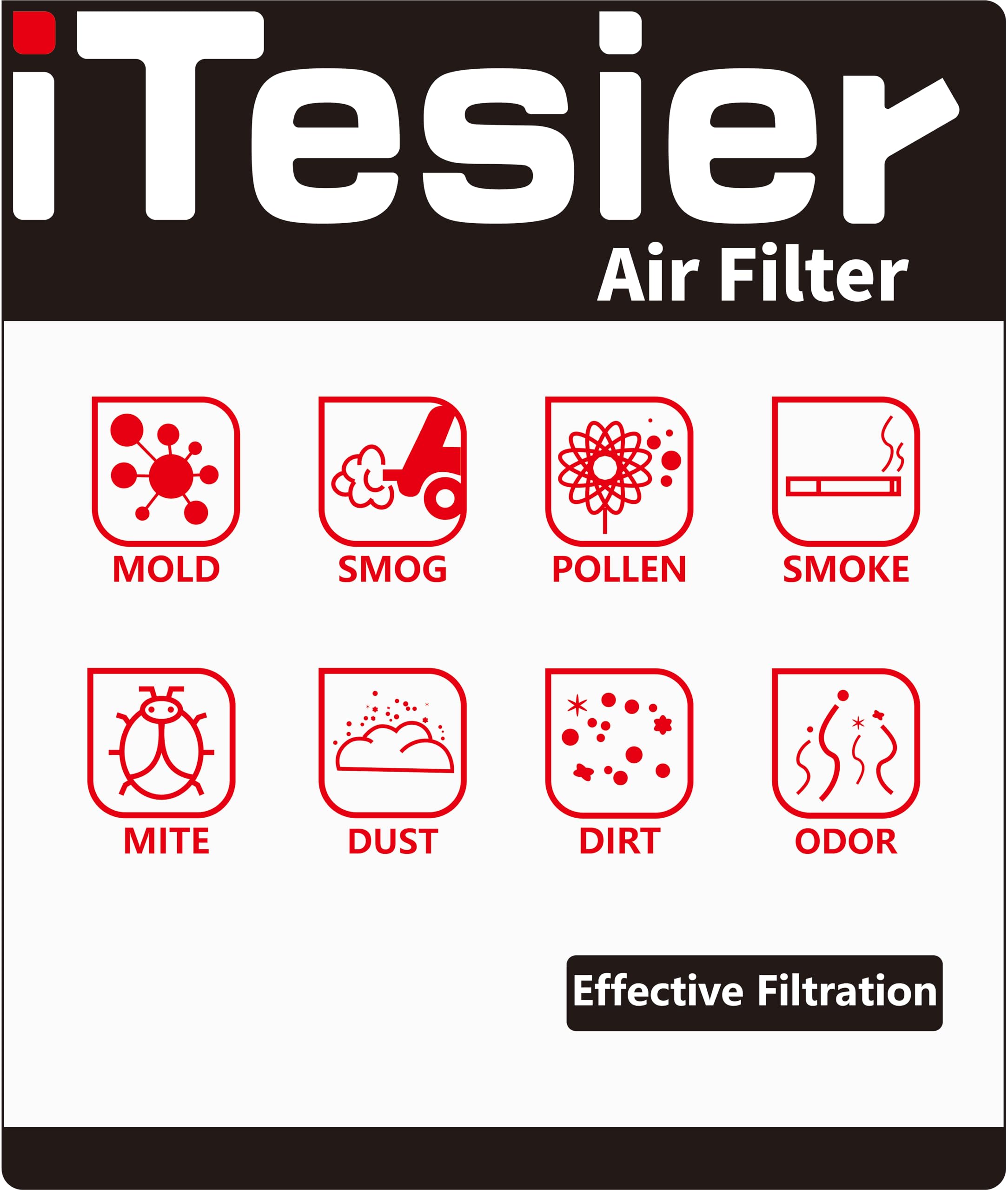 ITESIER engine air-filter closeup highlighting OEM fit for confident replacement