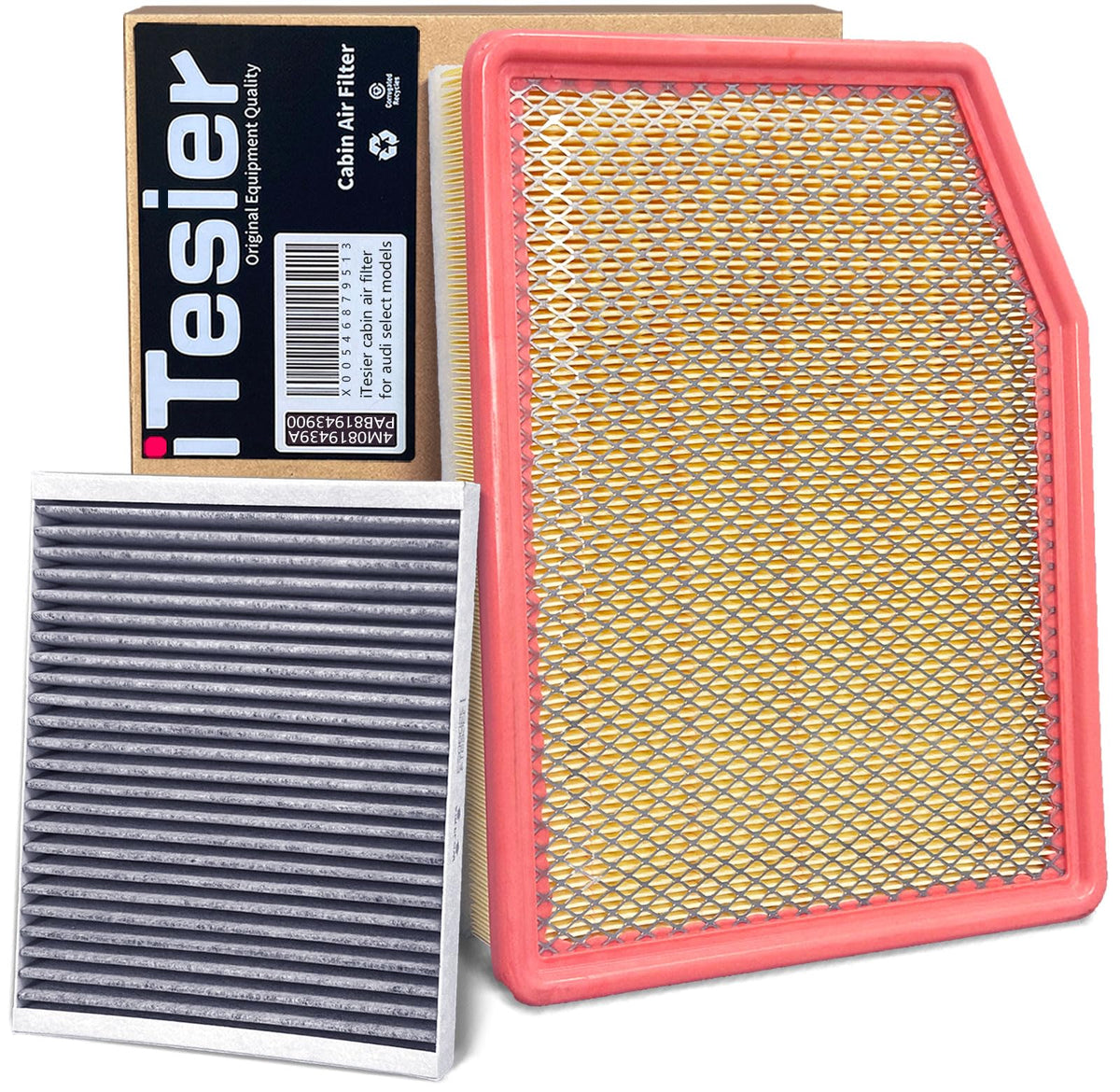 ITESIER engine-cabin-air-filter-kit packaging for Silverado and GM SUVs, facilitates easy dual-filter replacement