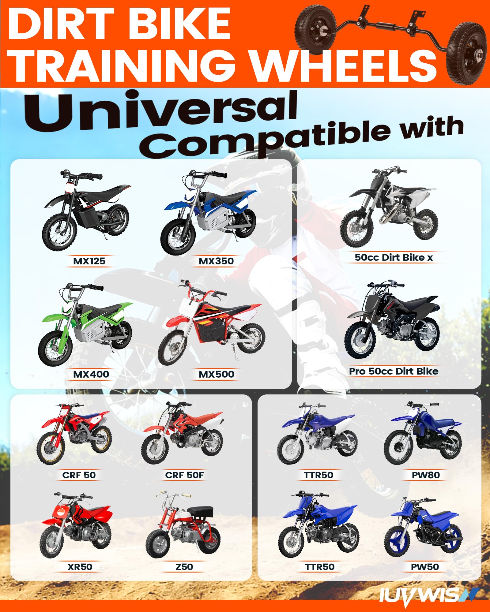 IUVWISN adjustable-height training wheels support growing riders with evolving balance.