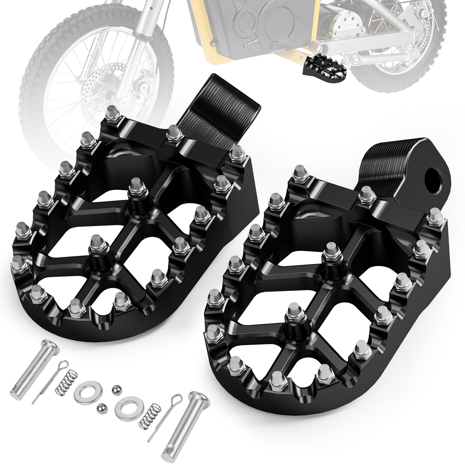 IUVWISN dirt bike foot pegs fit MX650 and MX500 for secure mounting on rugged trails.