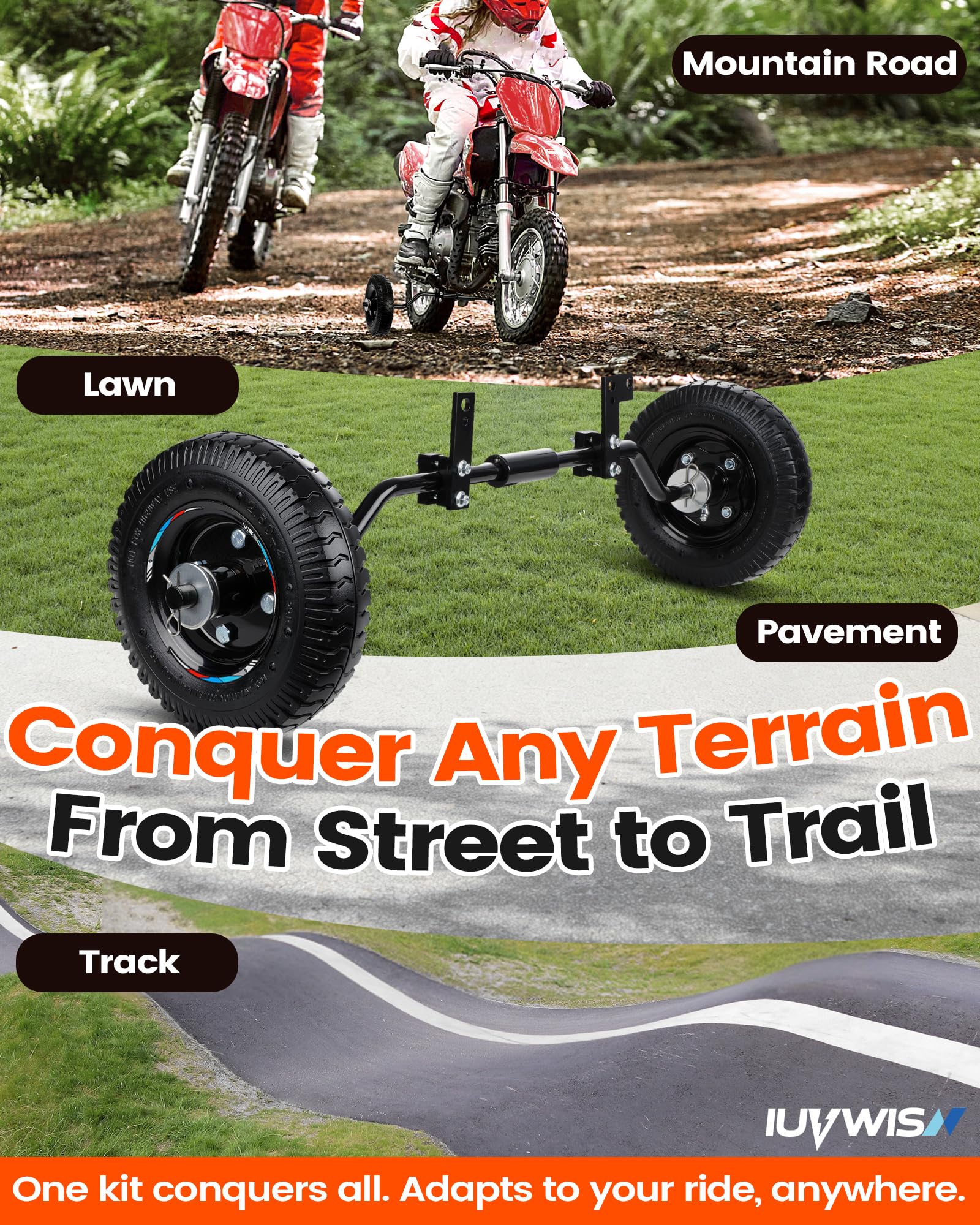 IUVWISN wear-resistant-tires deliver reliable grip on dirt paths.