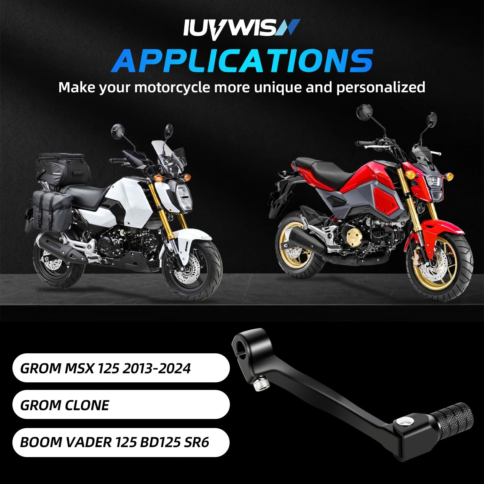 IUVWISN foldable-tip gear shifter for Grom, helps prevent breakage.
