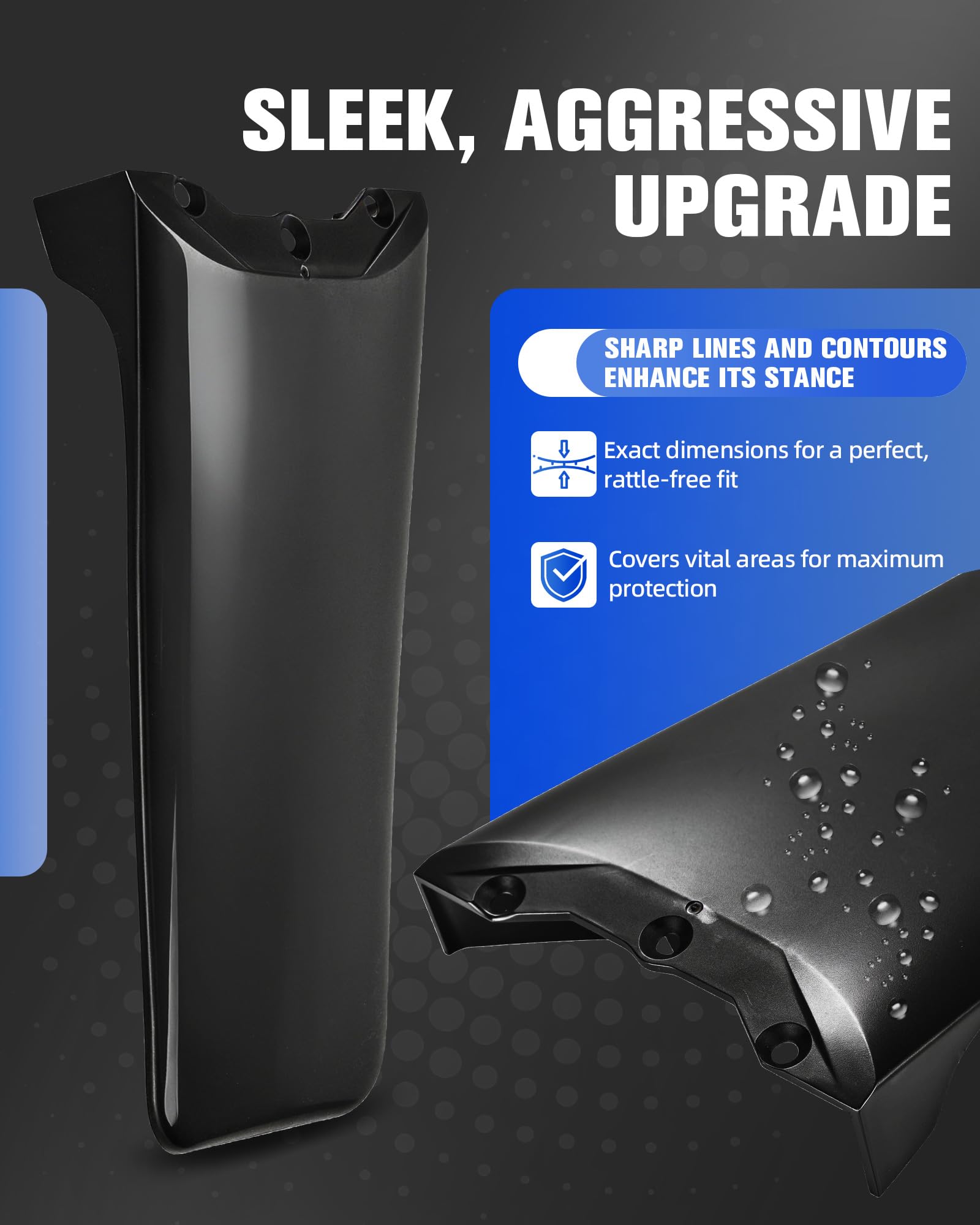 IUVWISN black rear fender design adds a modern look and protection.