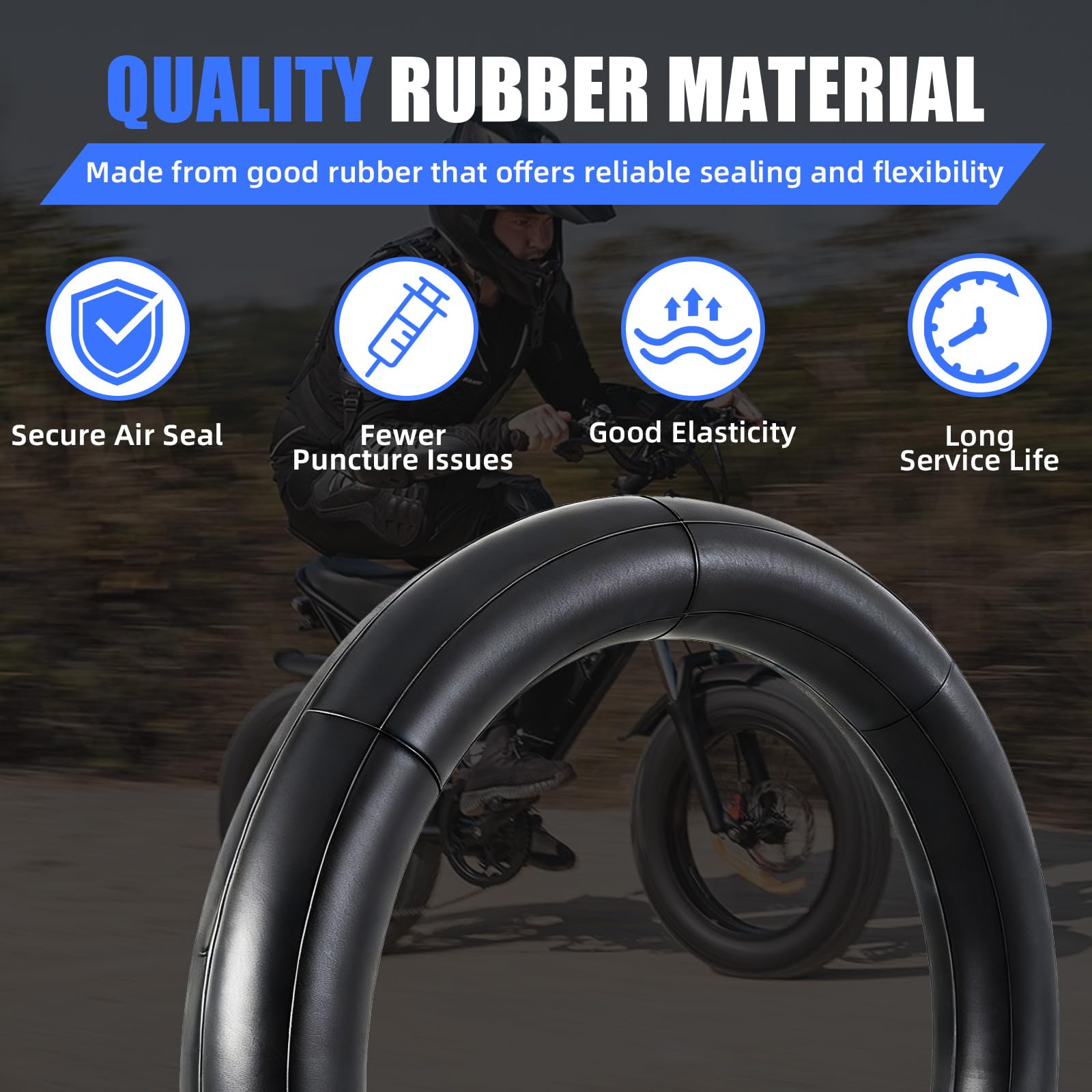 IUVWISN inner tube 20x4-0 rubber material highlights durability and elasticity