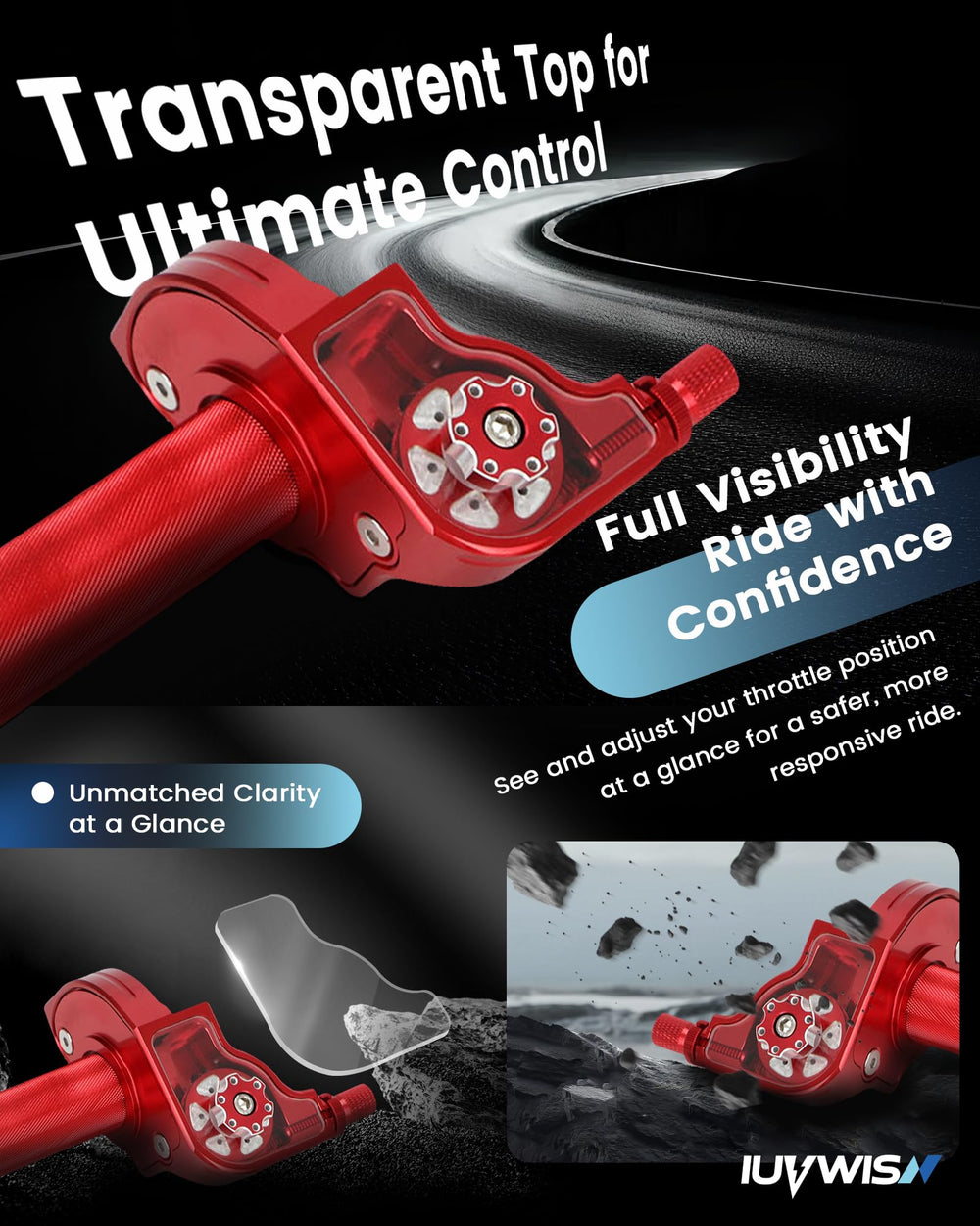 IUVWISN transparent throttle top, aids precise adjustment for safer, customizable throttle response.