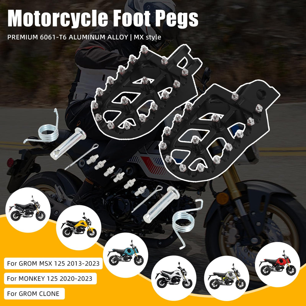 IUVWISN 6061-T6 aluminum foot pegs closeup highlights lightweight, durable construction