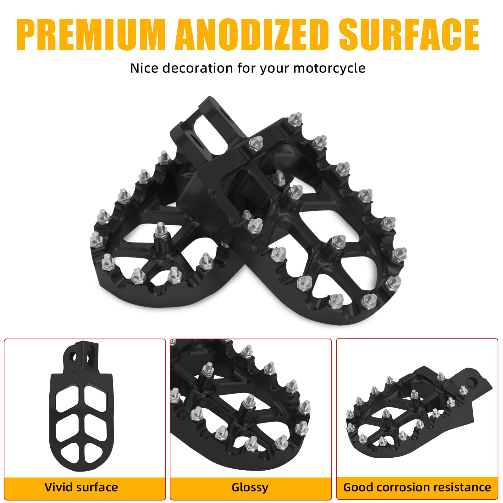 IUVWISN Black matte finish foot pegs add sleek style to the bike
