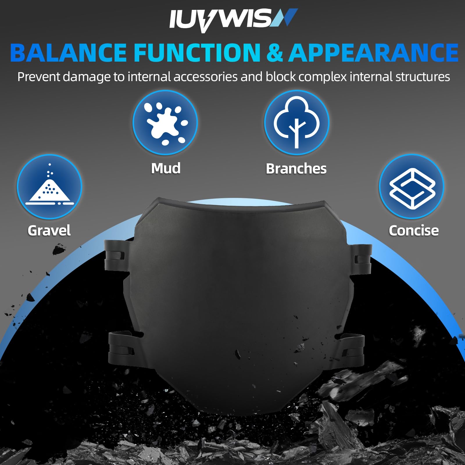IUVWISN plate helps protect cables from dirt and water during rides.