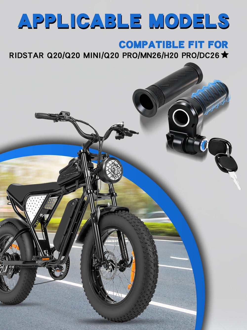 IUVWISN throttle side view shows ergonomic grip for comfortable rides.
